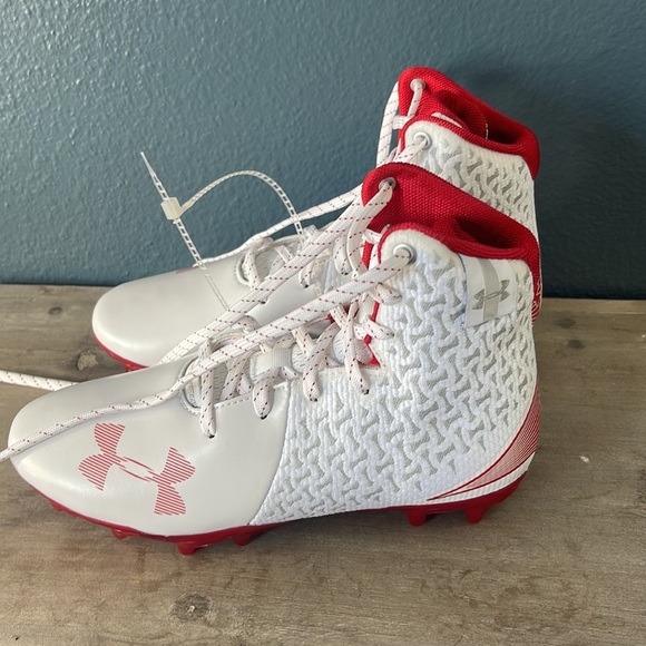 Under Armour Highlight MC Lacrosse Cleats White And Red  size 6 - Picture 11 of 11